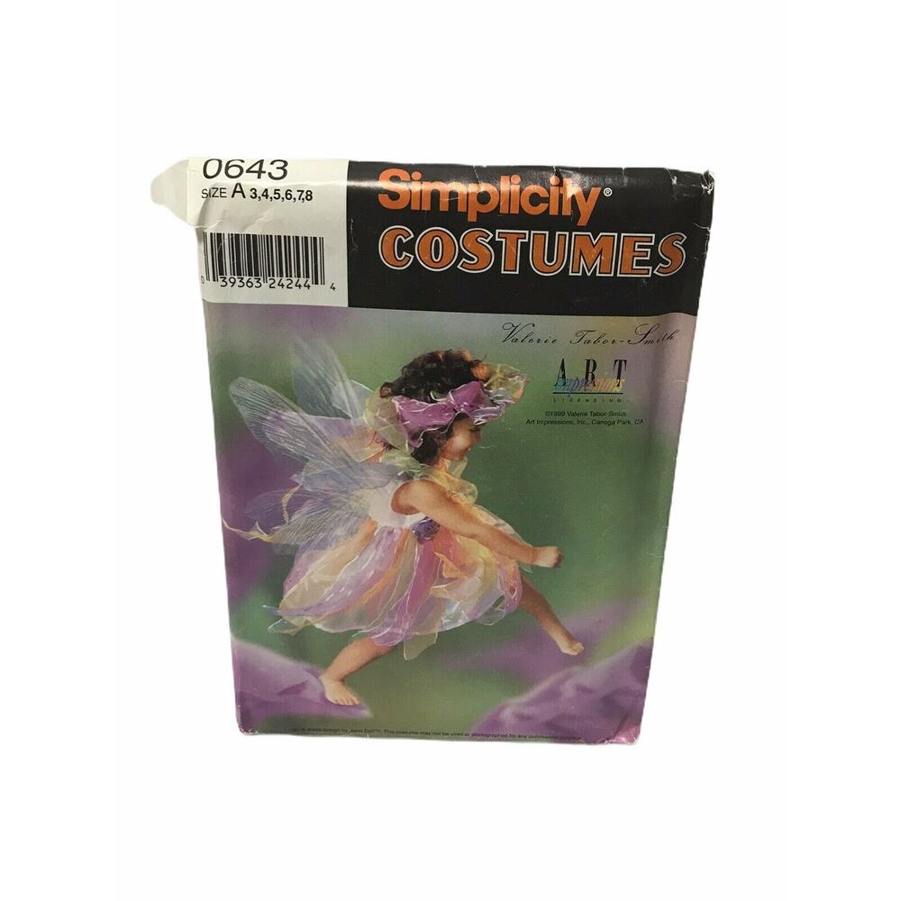 Simplicity 0643 Girls Child Fairy Halloween Costume Sewing Pattern Size 3-8 1999